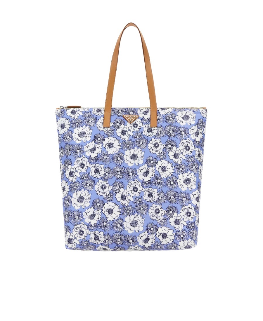Prada Man Printed Re-nylon Shopping Bag In Multicolor