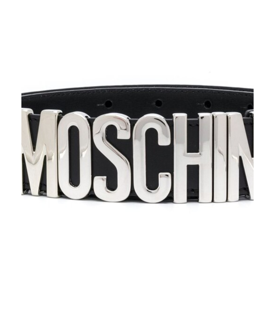 Shop Moschino Logo Plaque Belt In Black