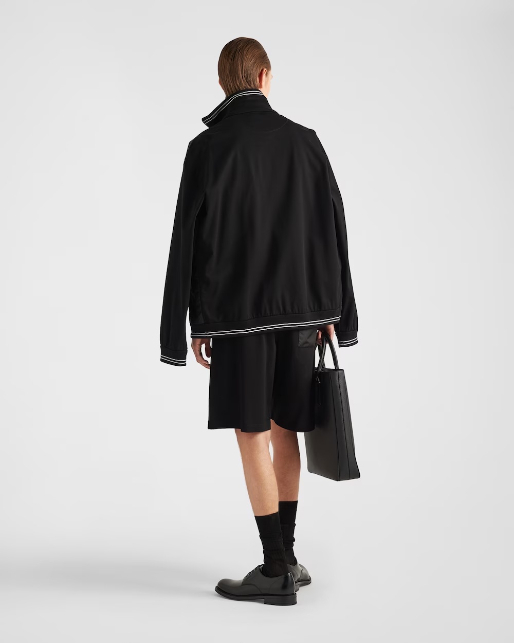 Prada Re-nylon Panelled Bomber Jacket In Black