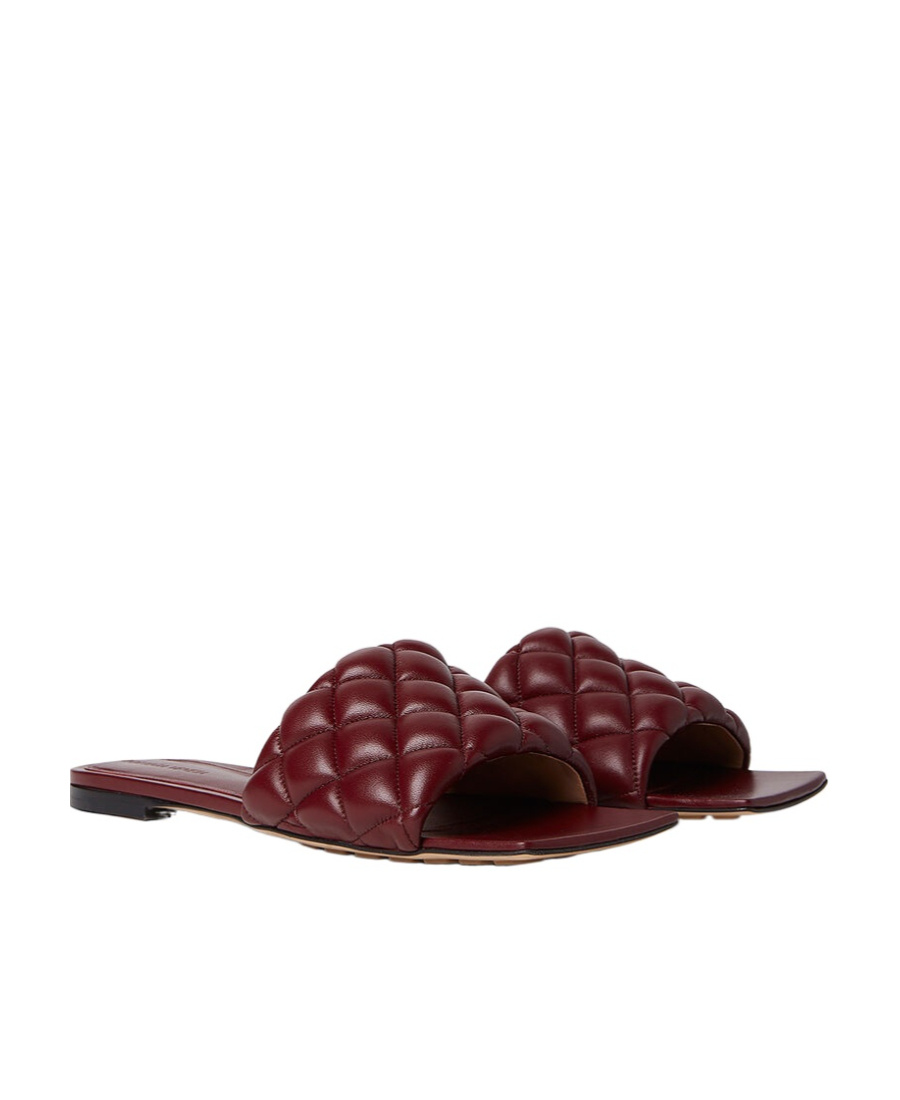 Bottega Veneta Padded Flat Sandal Nappa Matelasse In Red