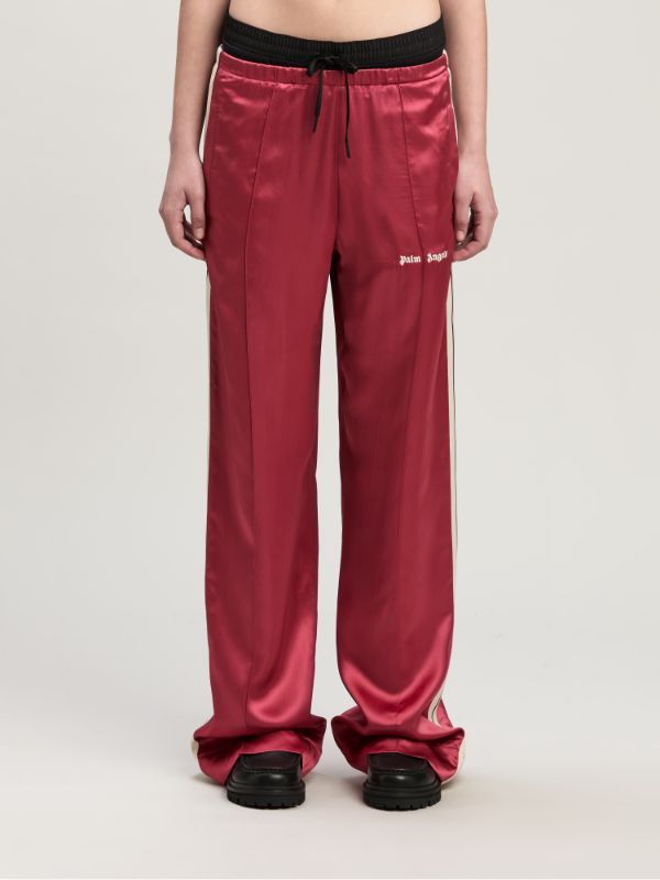 Palm Angels Logo Embroidered Straight Leg Pants In Red