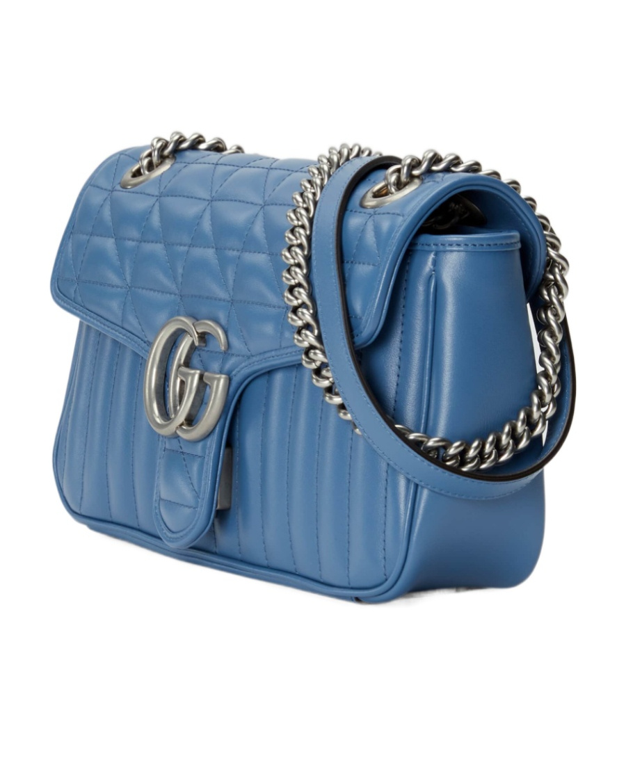 Gucci Small Gg Marmont Shoulder Bag In Blue