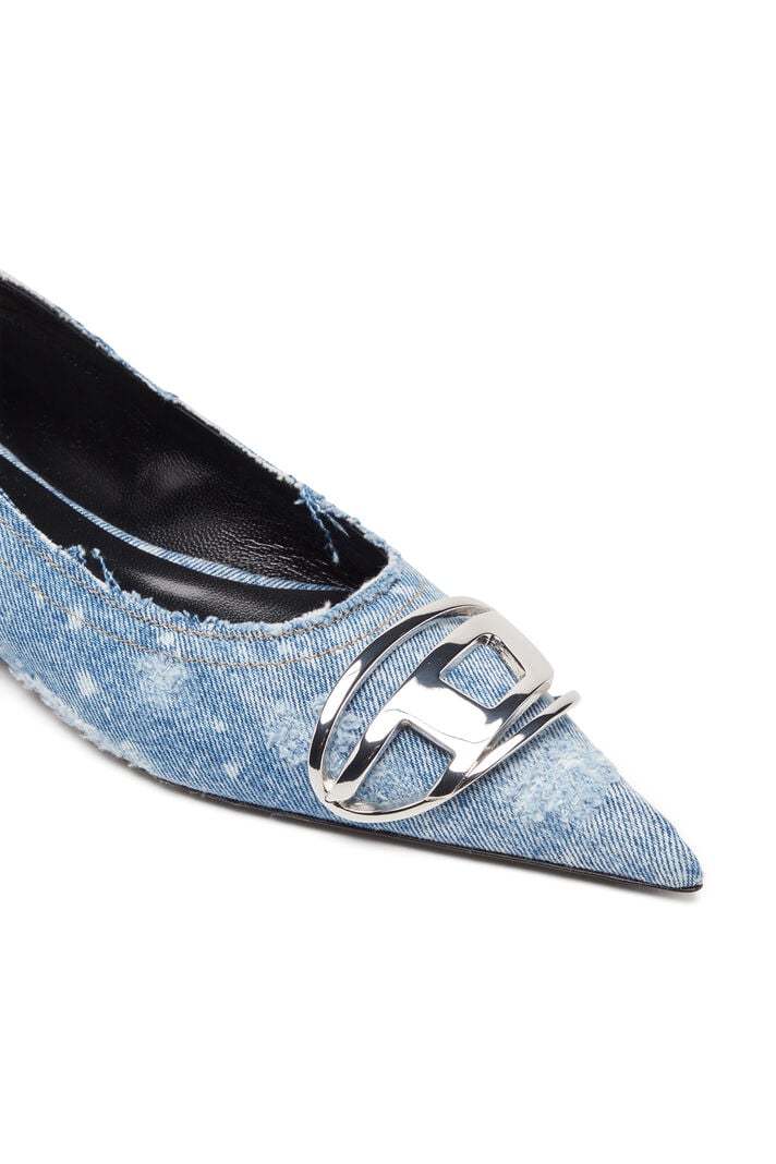 Diesel Blue D-venus Denim Ballerina Flats In Blue