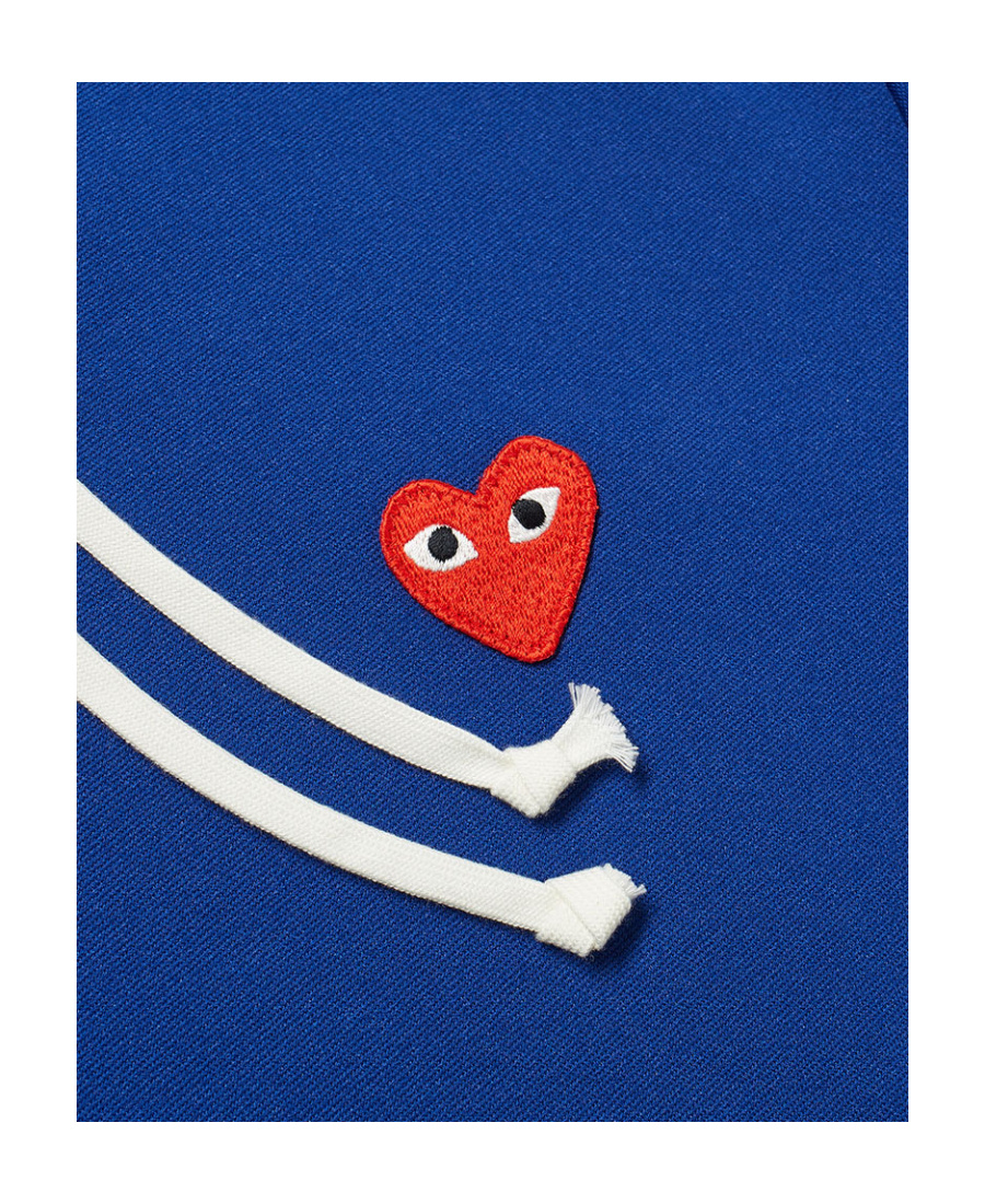 Comme Des Garçons Play Heart Patch Hooded Sweatshirt In Blue