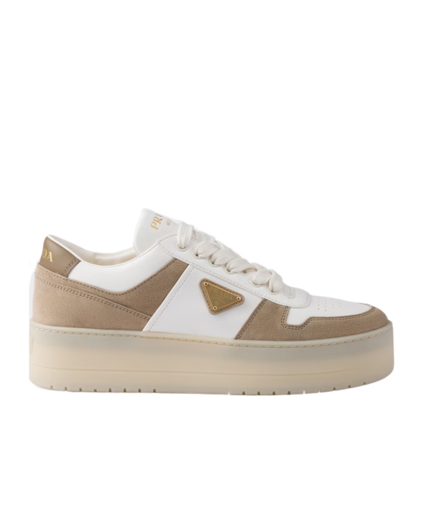 Prada Sneakers Downtown Bold In Napa And Suede Leather In Brown