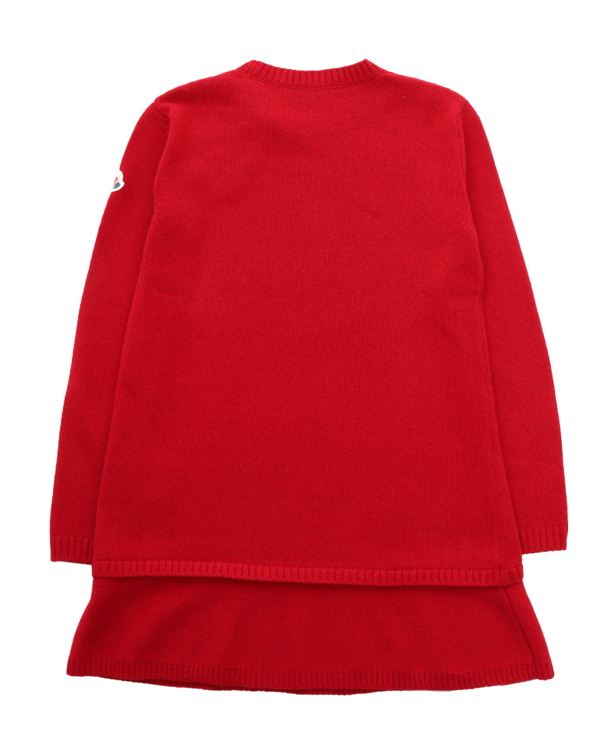 Moncler Logo-embroidered Virgin-wool Knitted Dress In Red