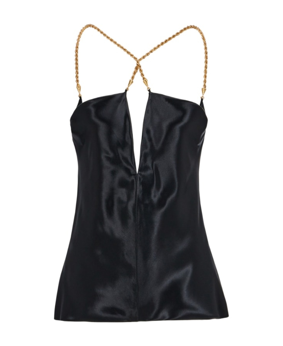 Shop Ferragamo Salvatore Chain Strap Top In Black