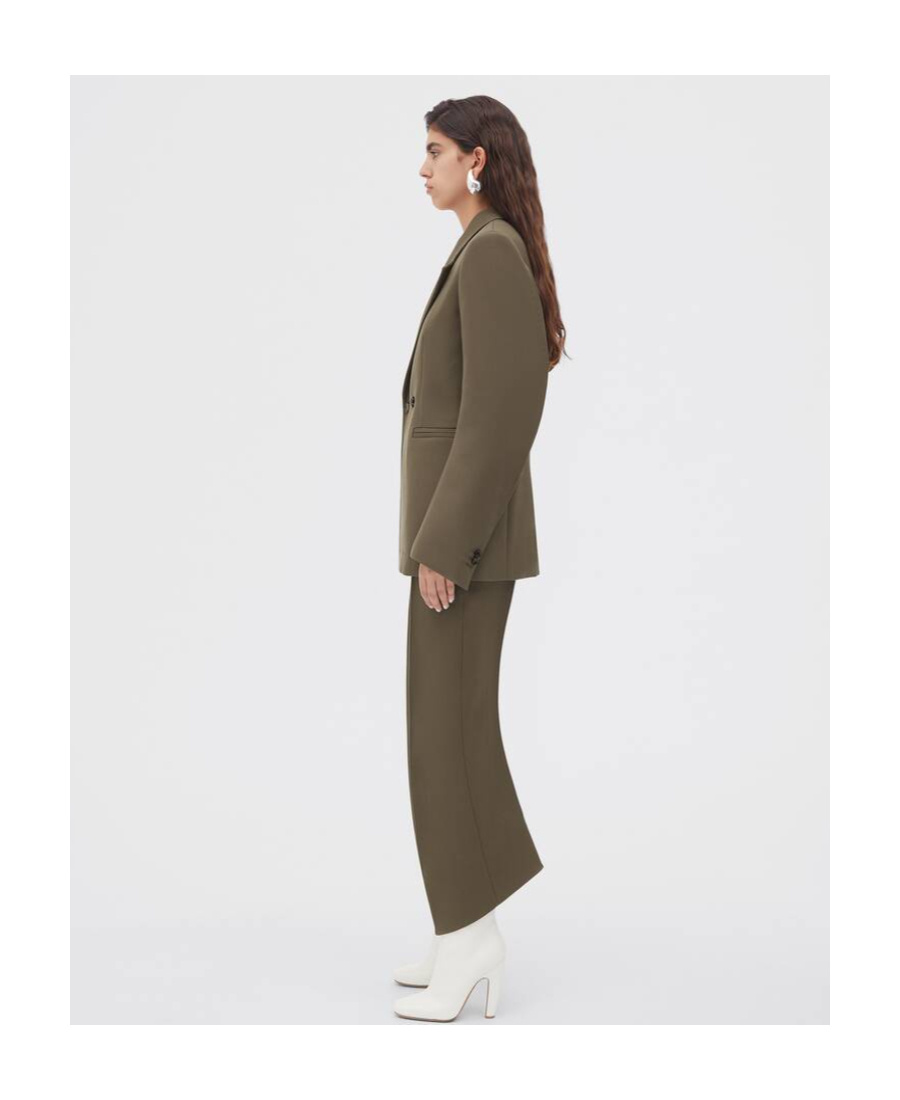 Bottega Veneta Tight Wool Casual Jacket With Curved Sleeves In Brown