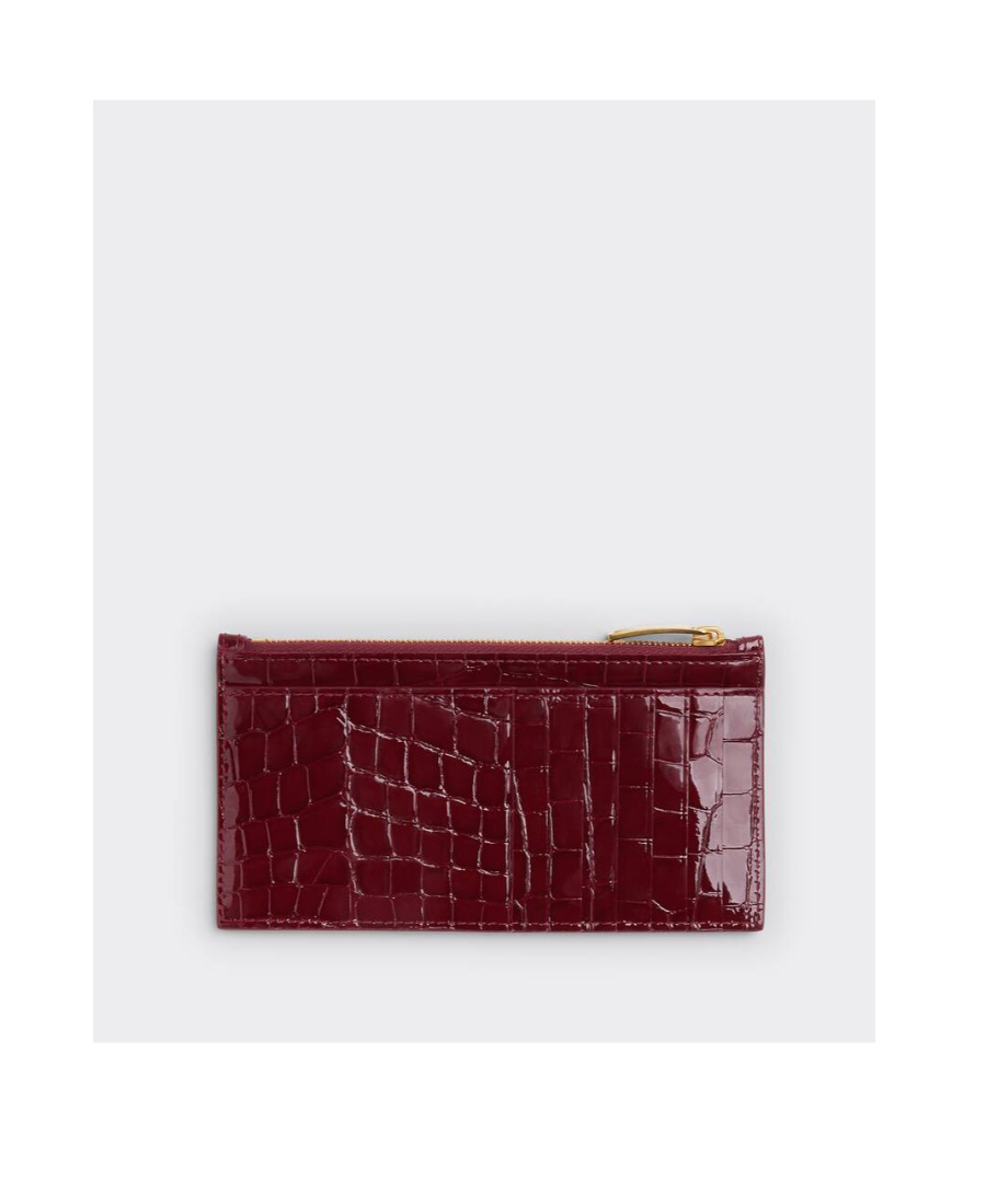 Bottega Veneta Long Zipper Card Bag In Red