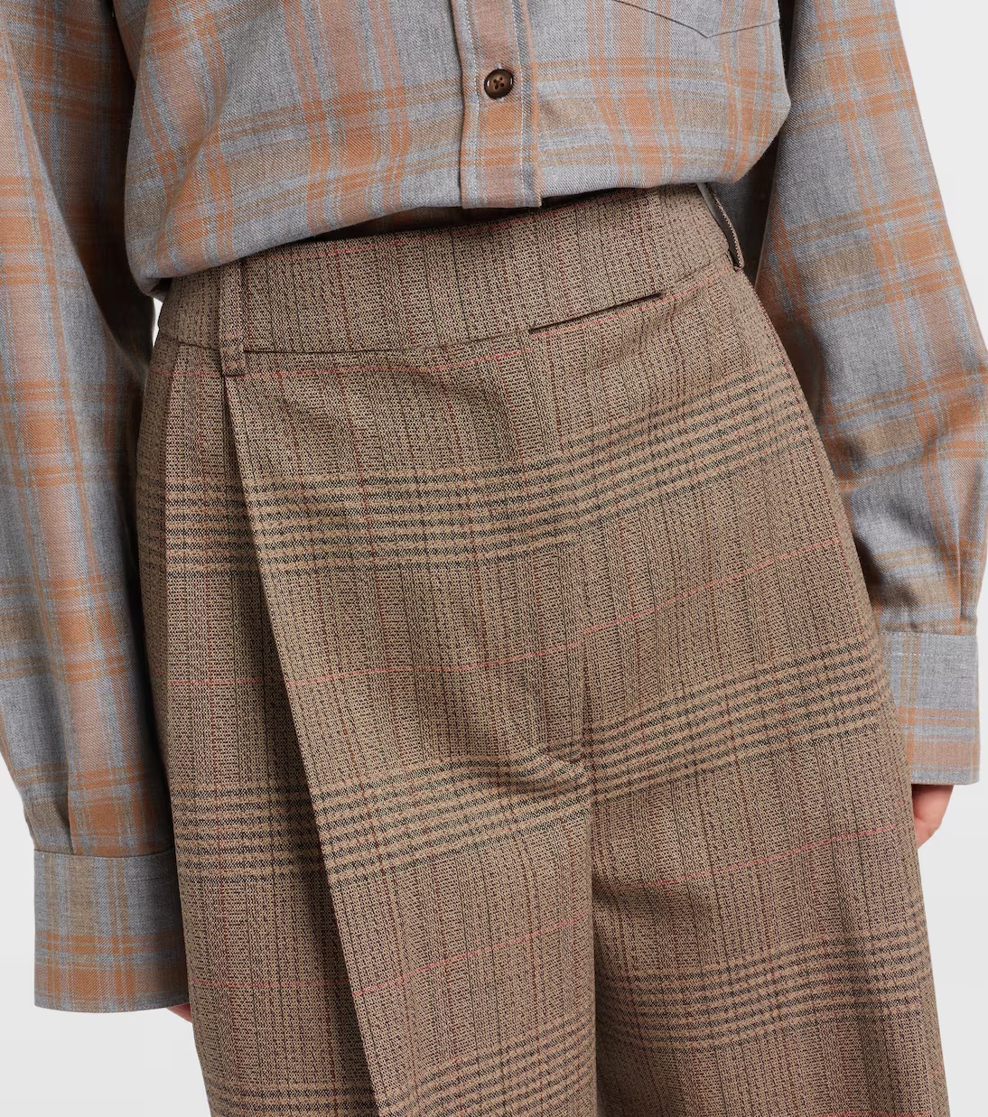 Rohe Plaid Straight-leg Casual Pants In Brown