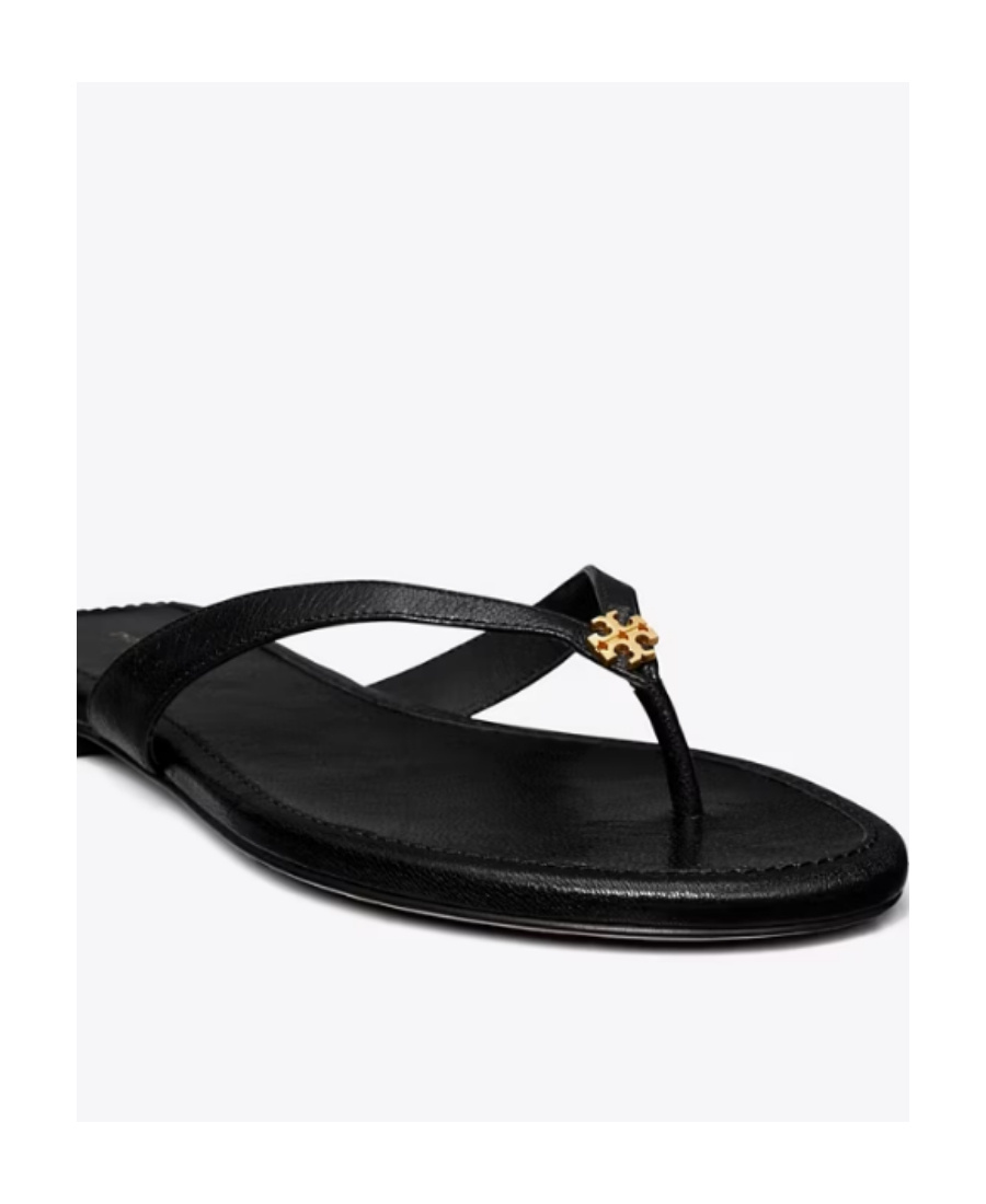 Shop Tory Burch Capri Logo-plaque Flip-flops In Black