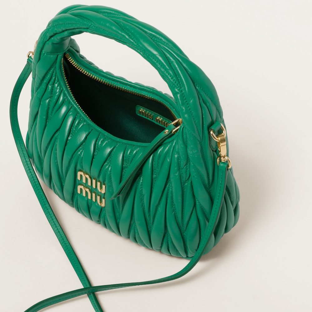 Miu Miu Miu Wander Matelassé Shoulder Bag In Green