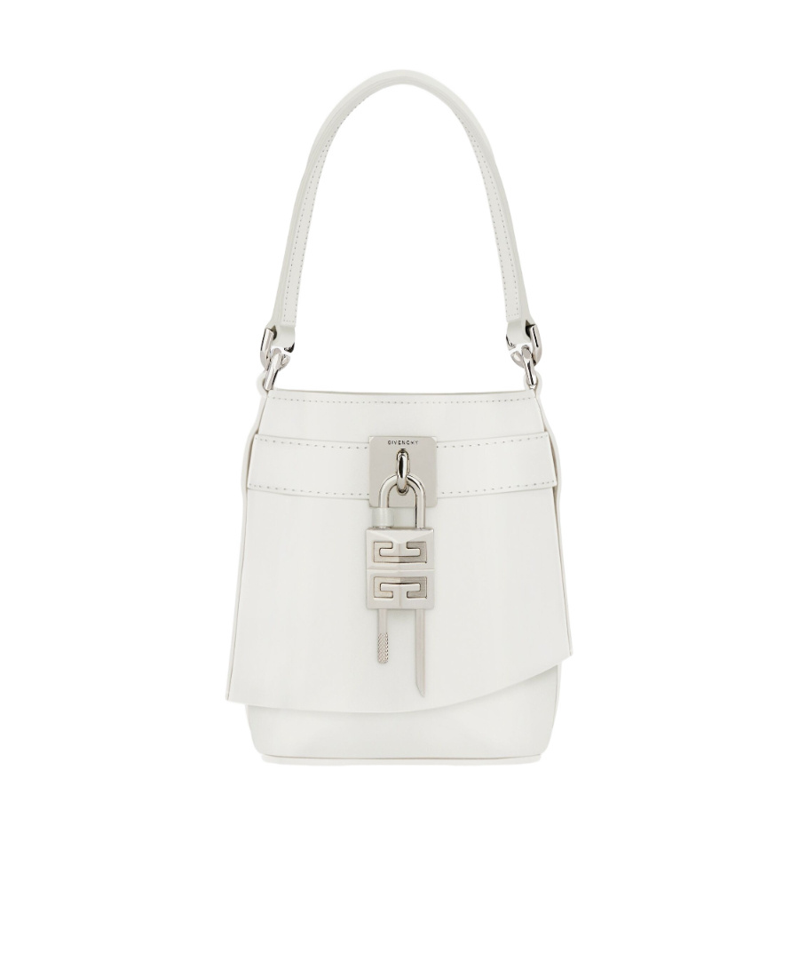 Givenchy Mini Shark Lock Bucket Handbag In White
