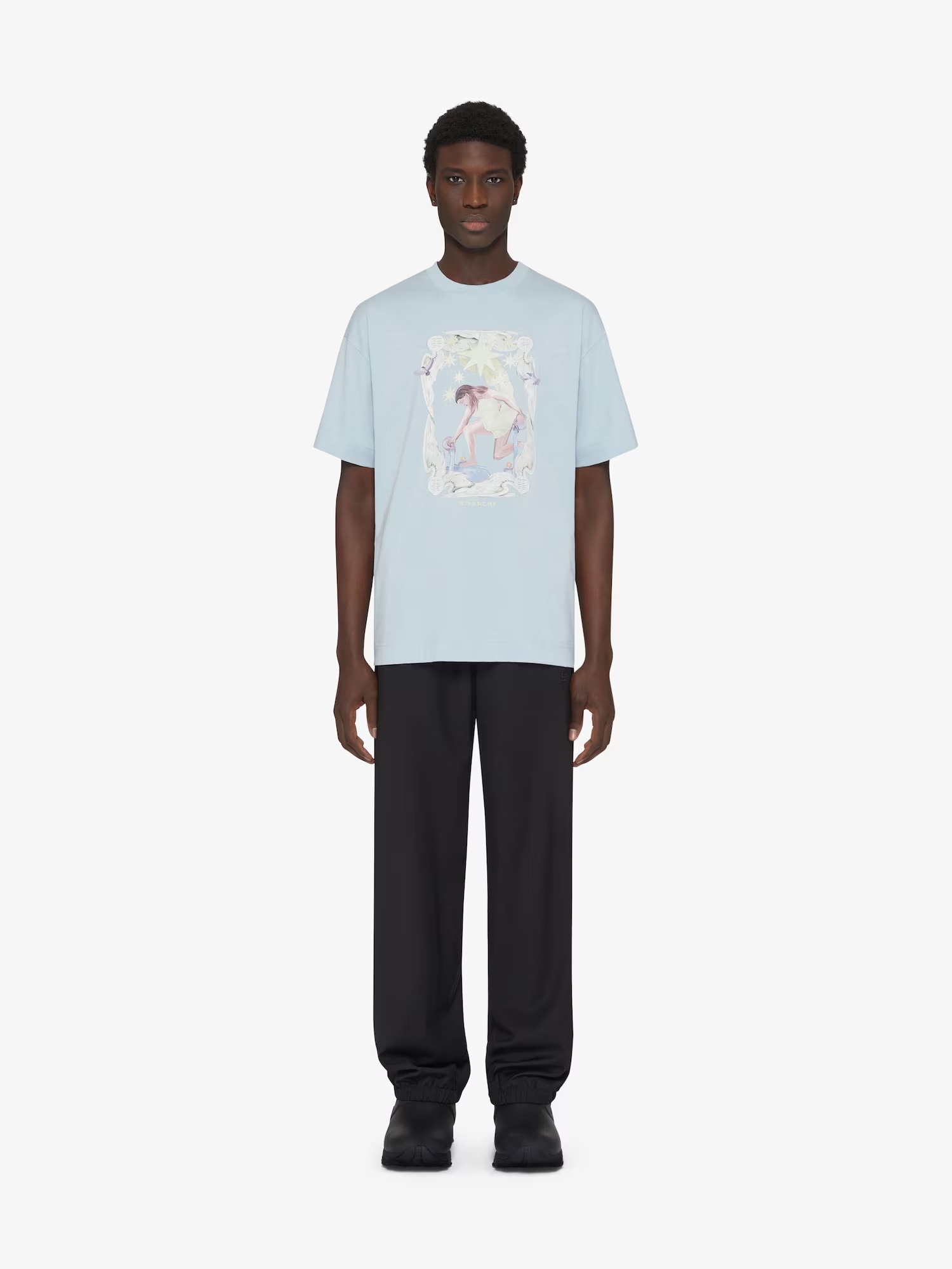 Givenchy Short-sleeved Round Collar T-shirt In Blue