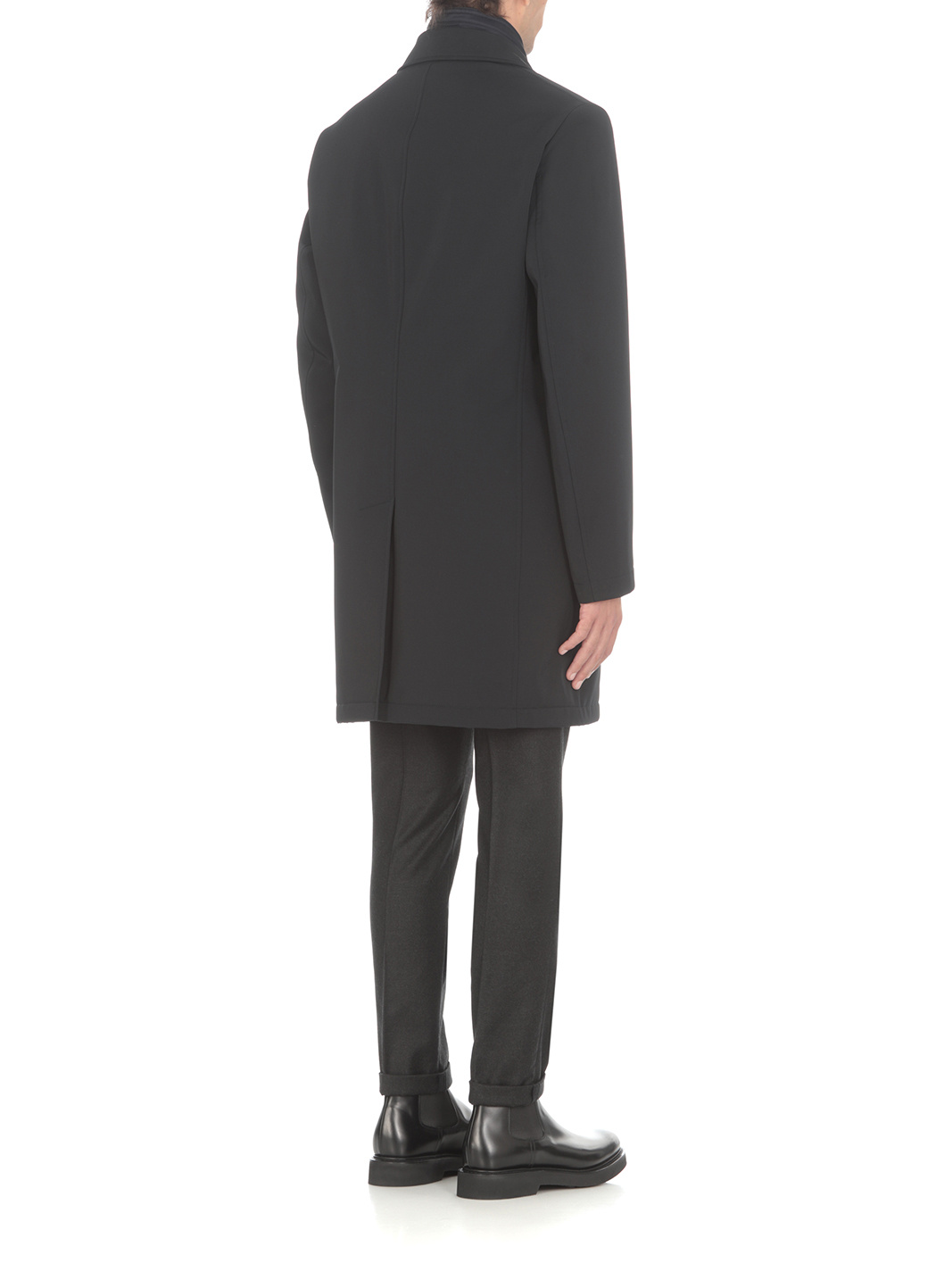 Fay Double-breasted Stand-up Collar Padded Coat In Black