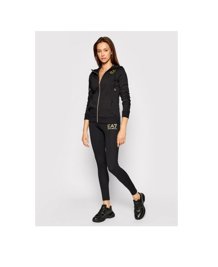Emporio Armani Logo Hooded Casual Jacket In Black