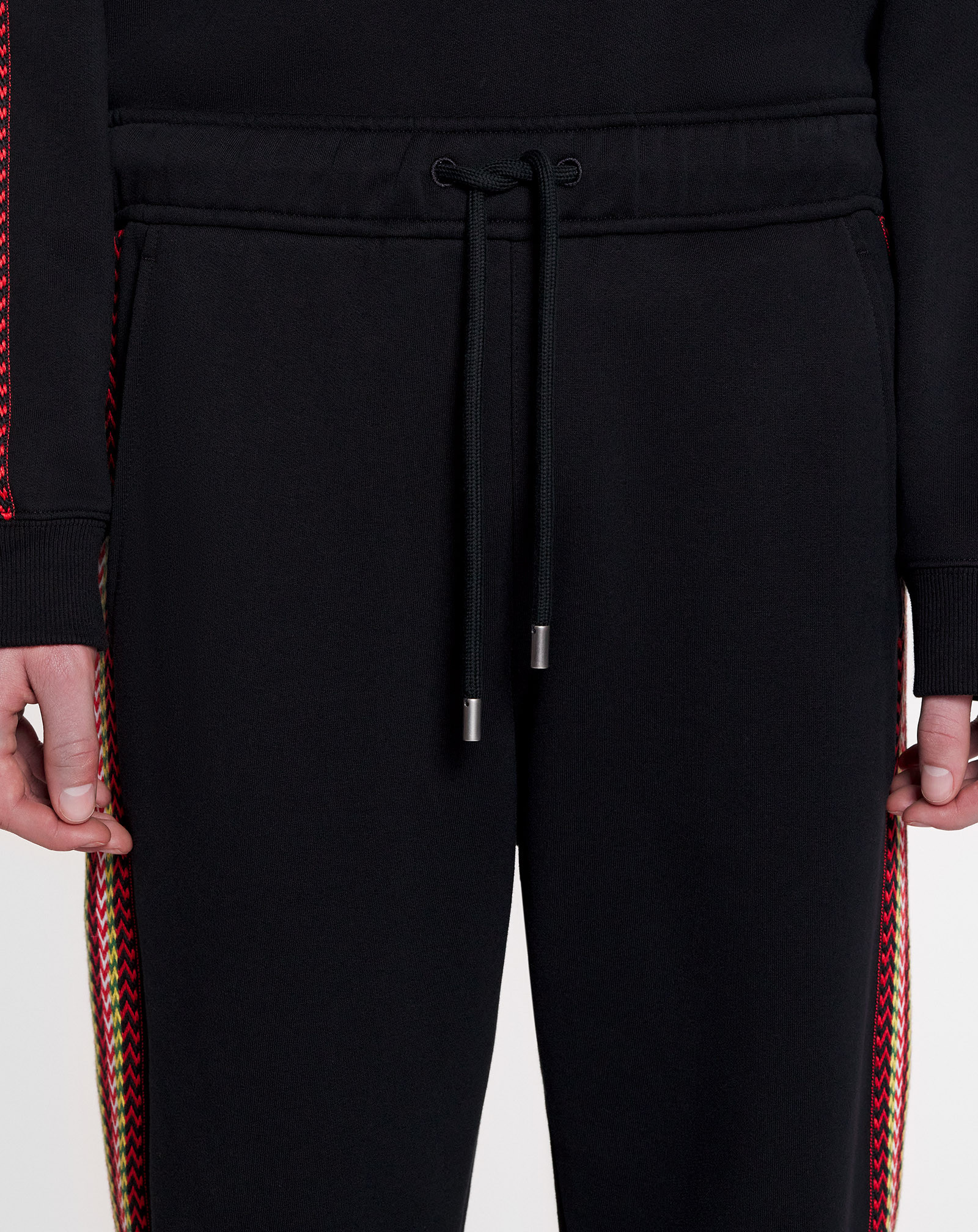 Lanvin Side Curb Cotton Track Pants In Black