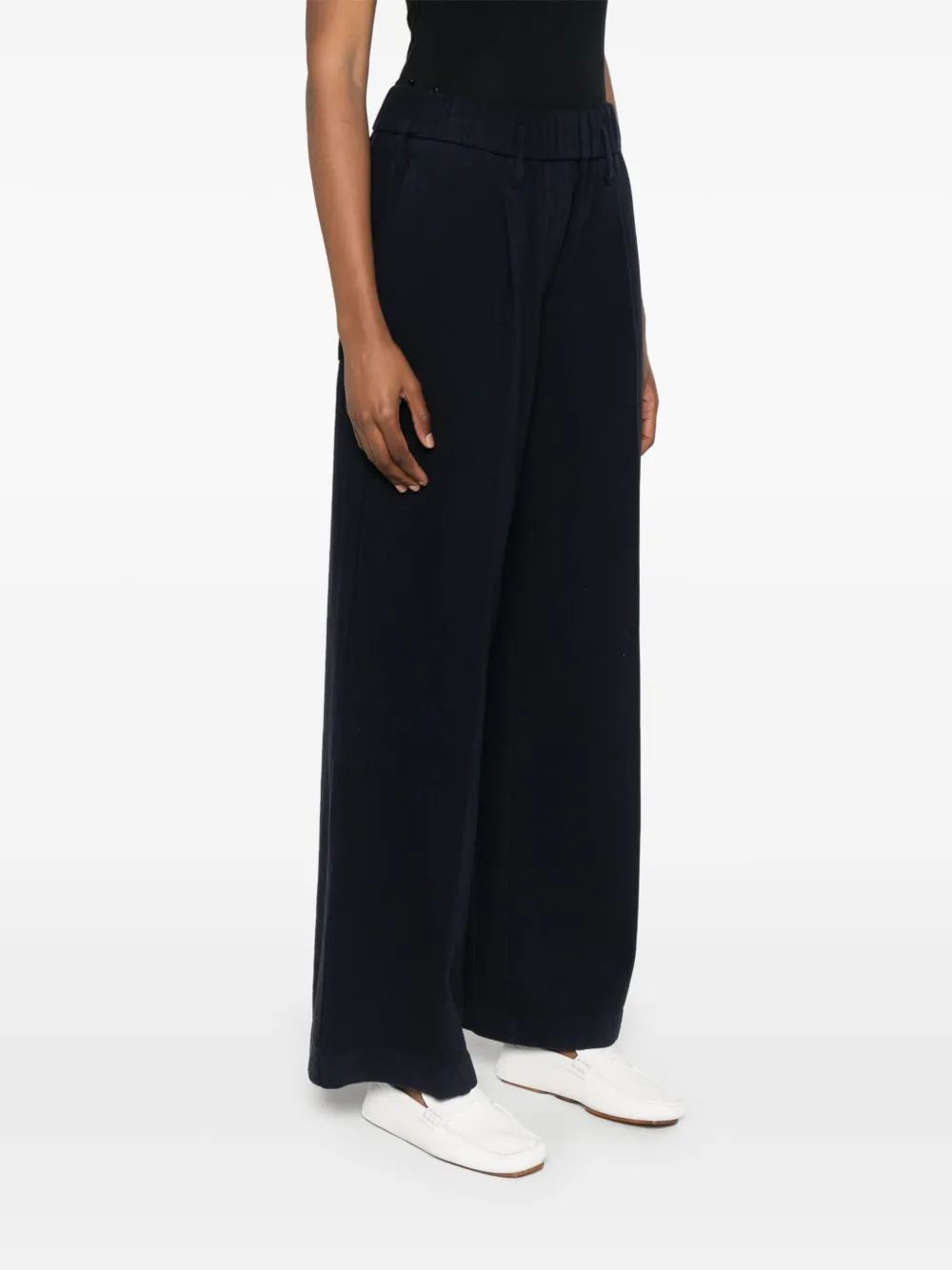 Forte Forte Flared Wide Leg Cotton Trousers With Pockets In Black