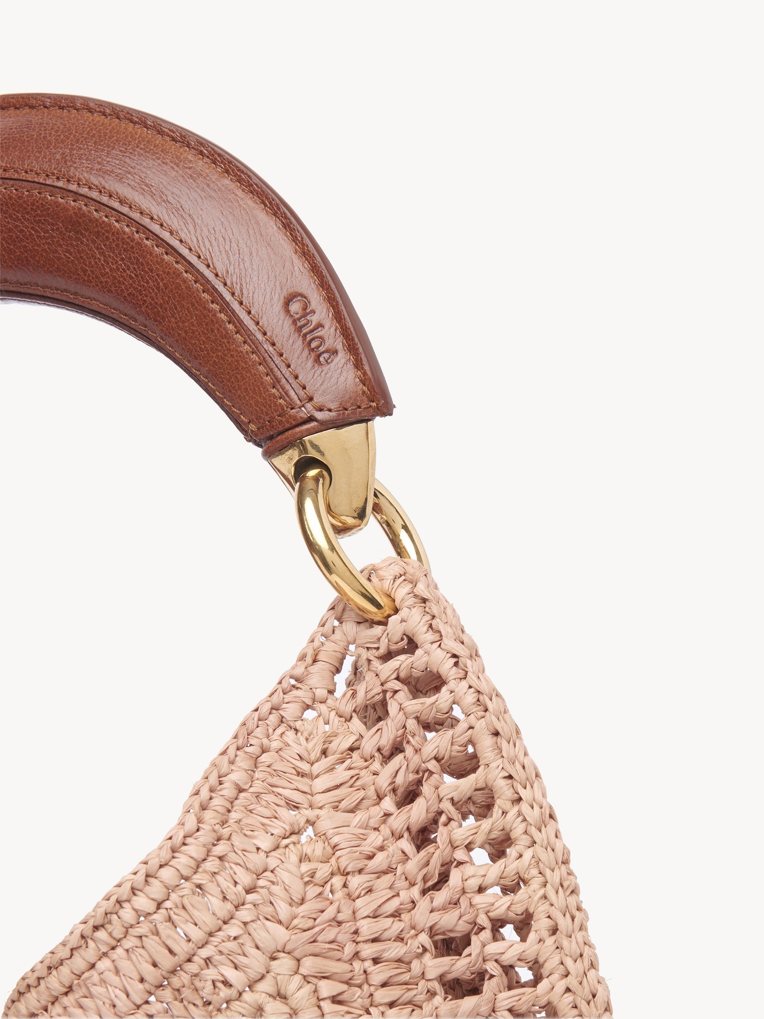Chloé Summer Banana Top-handle Bag In Crochet Fabric In Nude