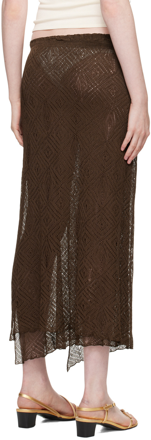 Gimaguas Elena Open-knit Midi Skirt In Brown