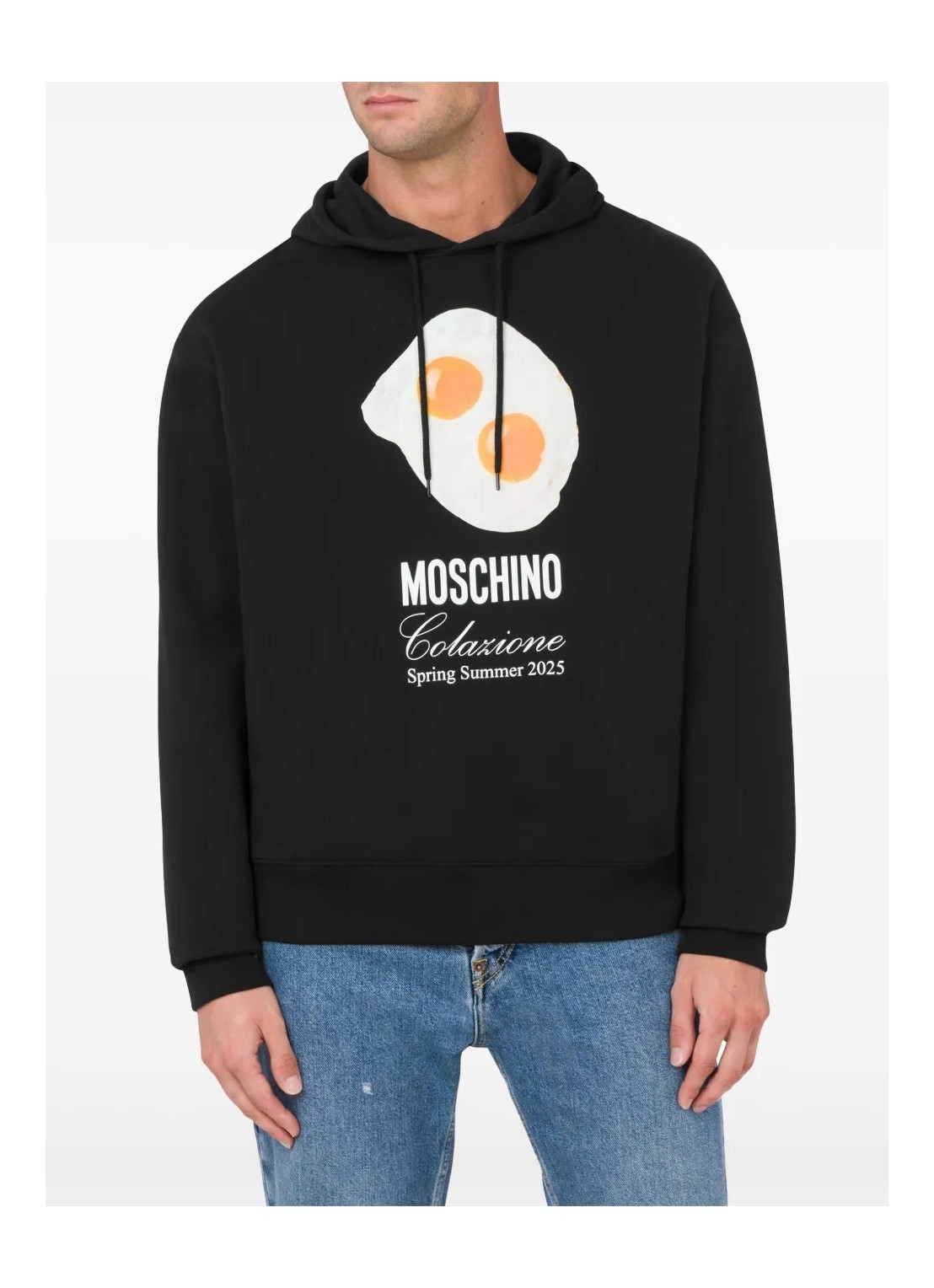 Moschino Graphic Print Breakfast Pocket Hoodie In Black