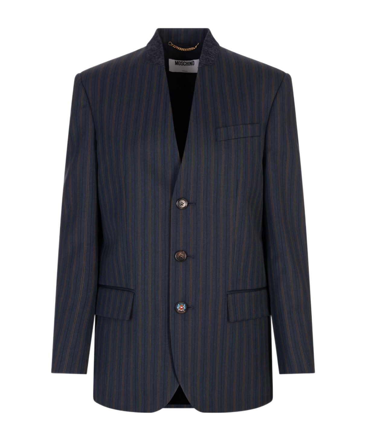 Moschino Long-sleeved Suit Jacket In Black