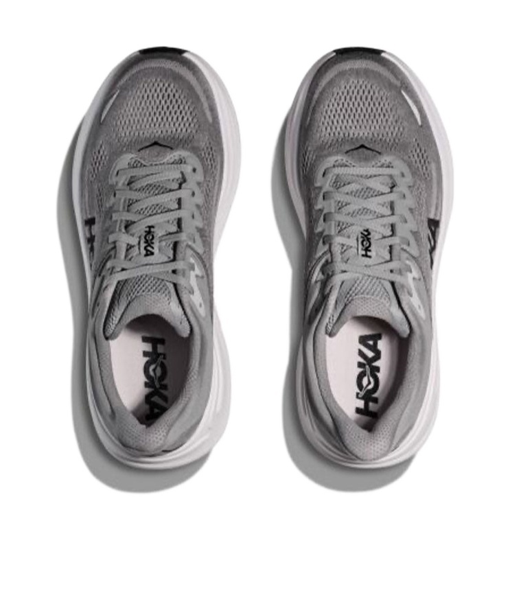 Hoka Bondi 9 Grey Low Top Sneakers With Maxi Logo Lettering On The Side In Tech Fabric Unisex In Gray