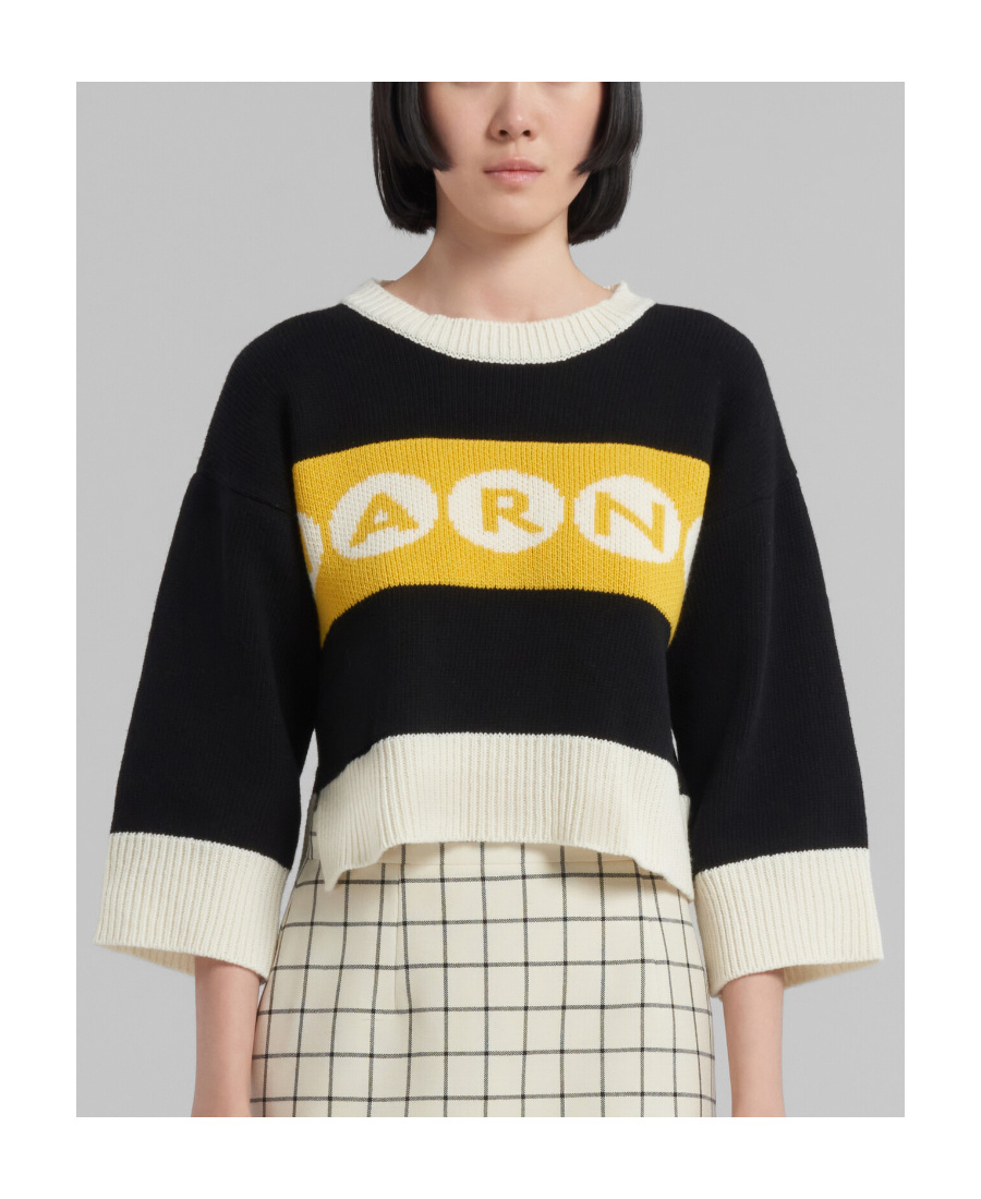 Marni Cropped Jersey With Bold Logo In Multi