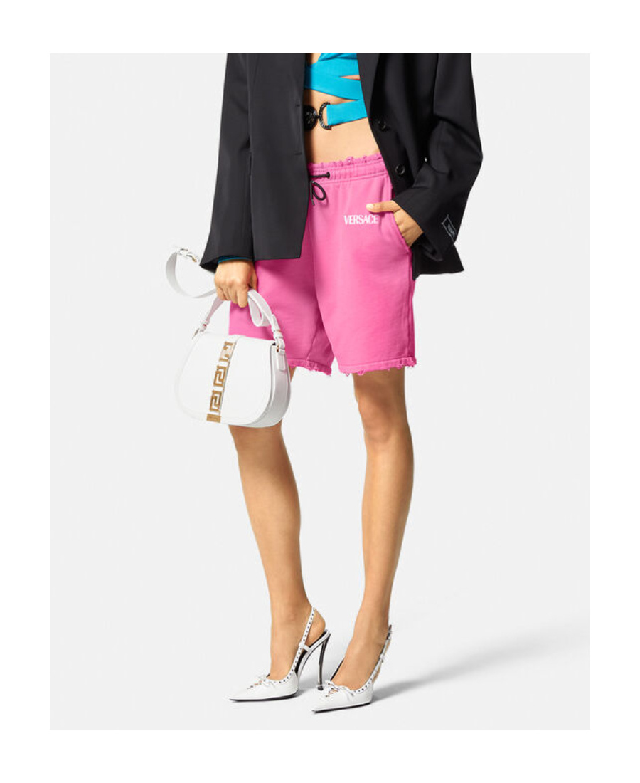 Versace Drawstring Logo Shorts In Pink