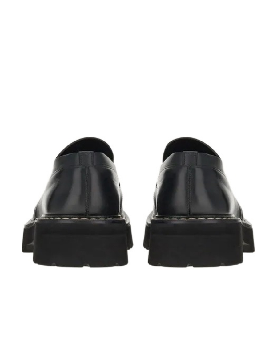 Ferragamo Gancini Chunky Leather Loafers In Black