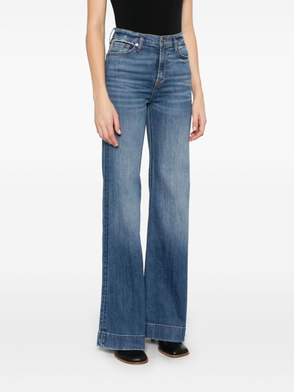 7 For All Mankind Wide-leg High-waist Jeans With Vintage Fading