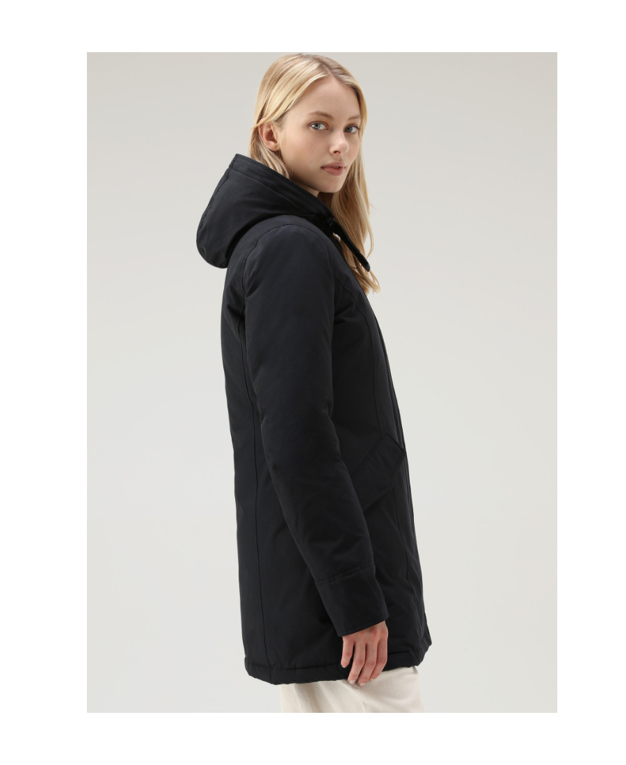 Woolrich Detachable Fur Collar Parka Coat In Black