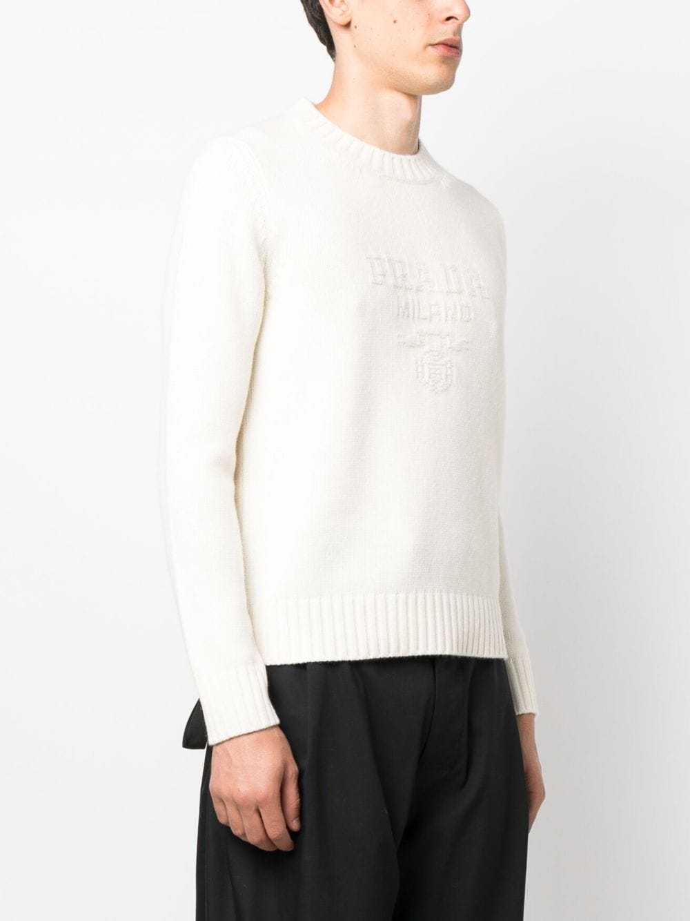 Prada Logo-embroidered Jumper In White