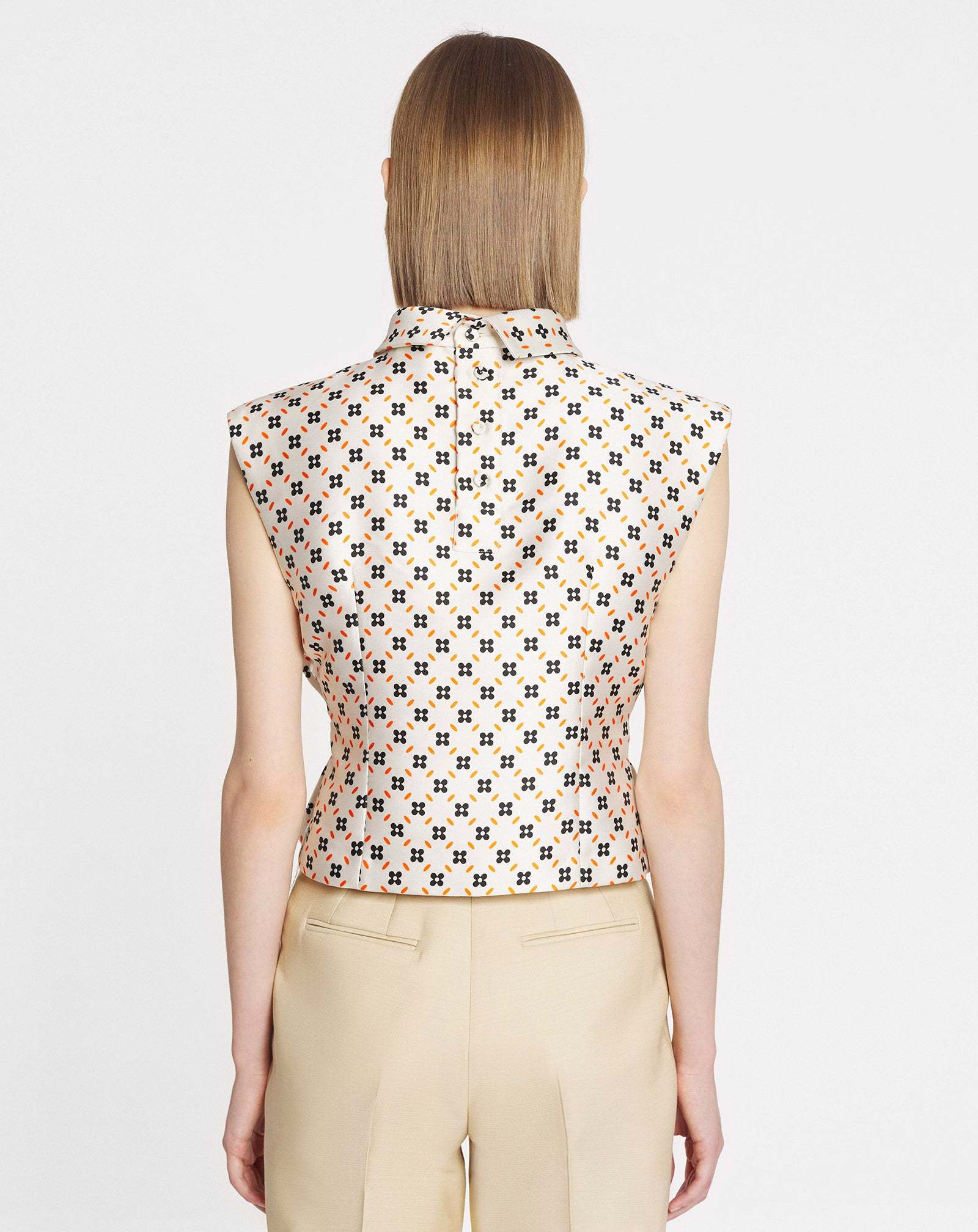 Lanvin Floral-print Sleeveless Blouse In White
