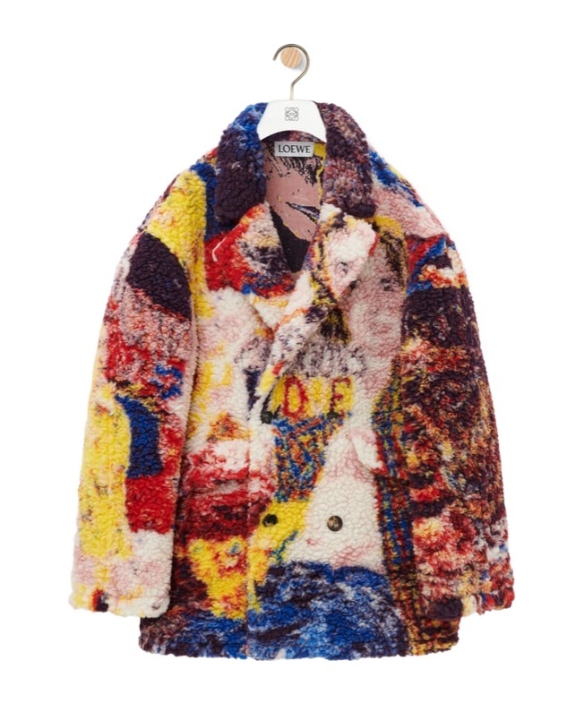 Loewe Richard Hawkins Oversized Double-breasted Fleece-jacquard Jacket In Multicolor