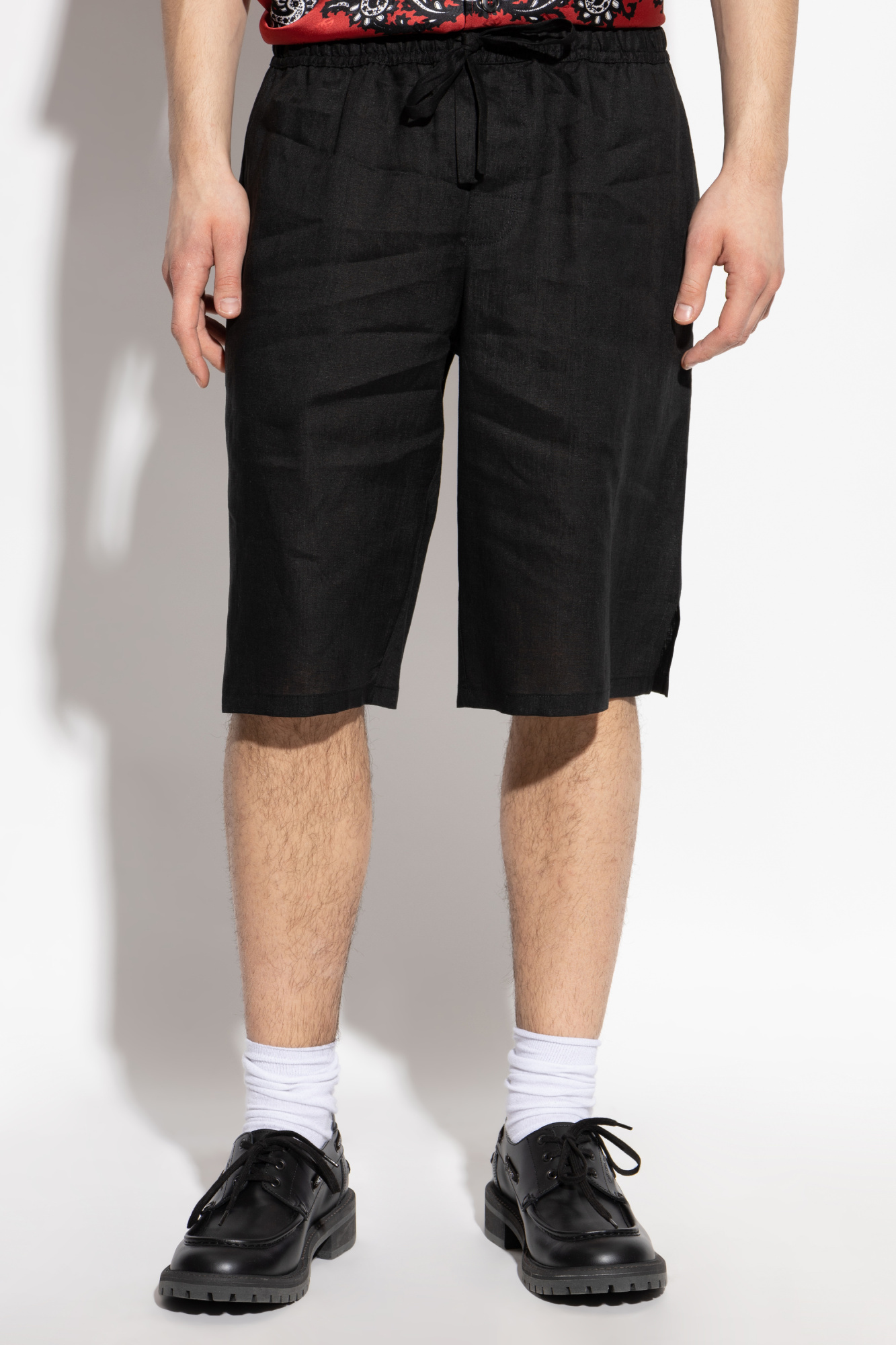Dolce & Gabbana Drawstring-waist Cotton-blend Track Shorts In Black