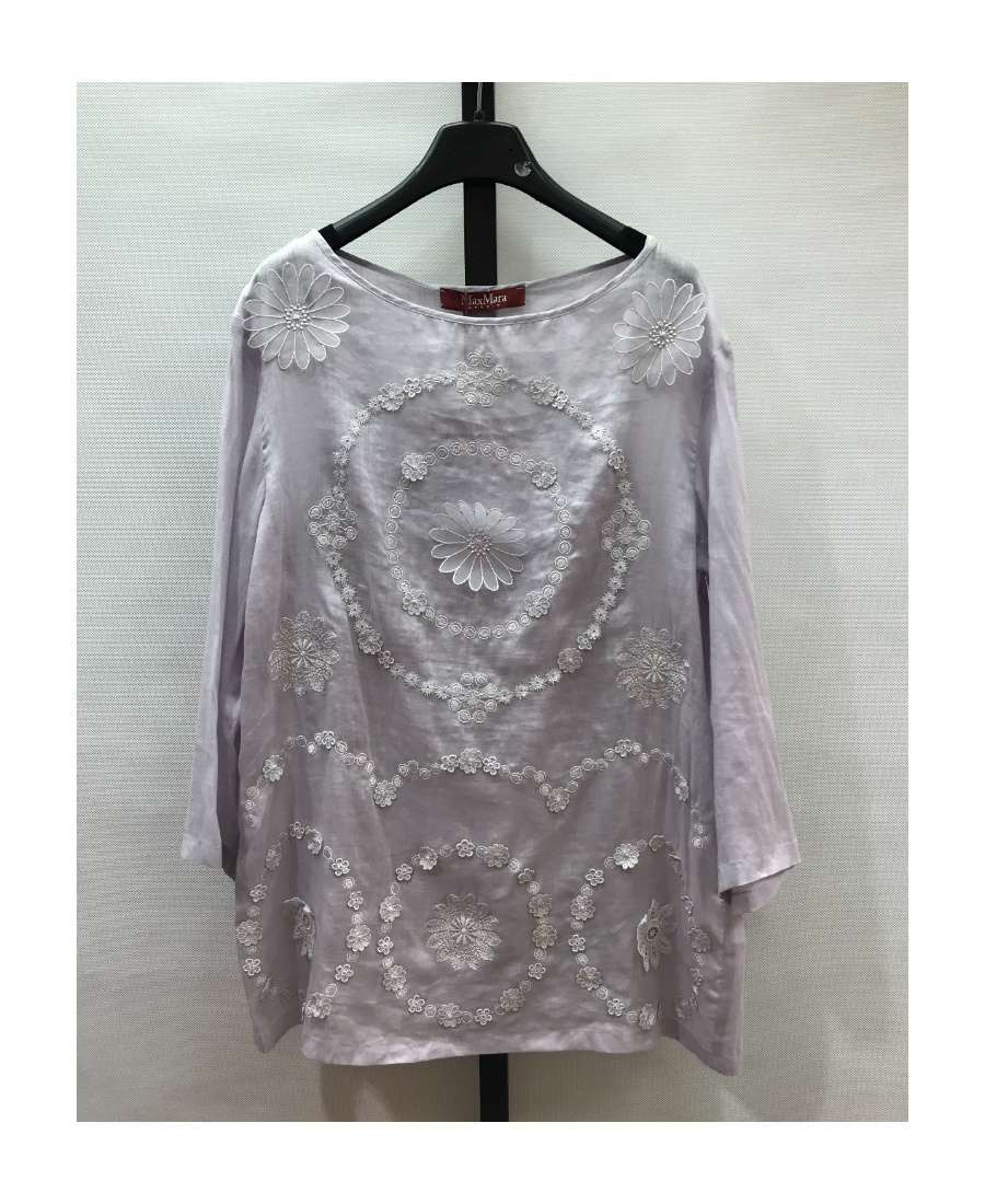 Max Mara Saloon Blouse With Round Neck In Gray