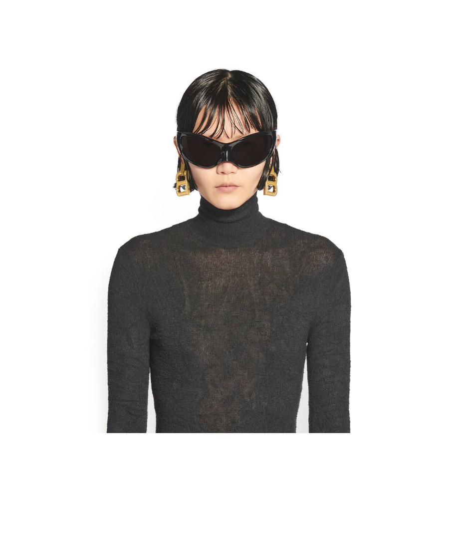 Balenciaga Skin Xxl Round-frame Sunglasses In Black