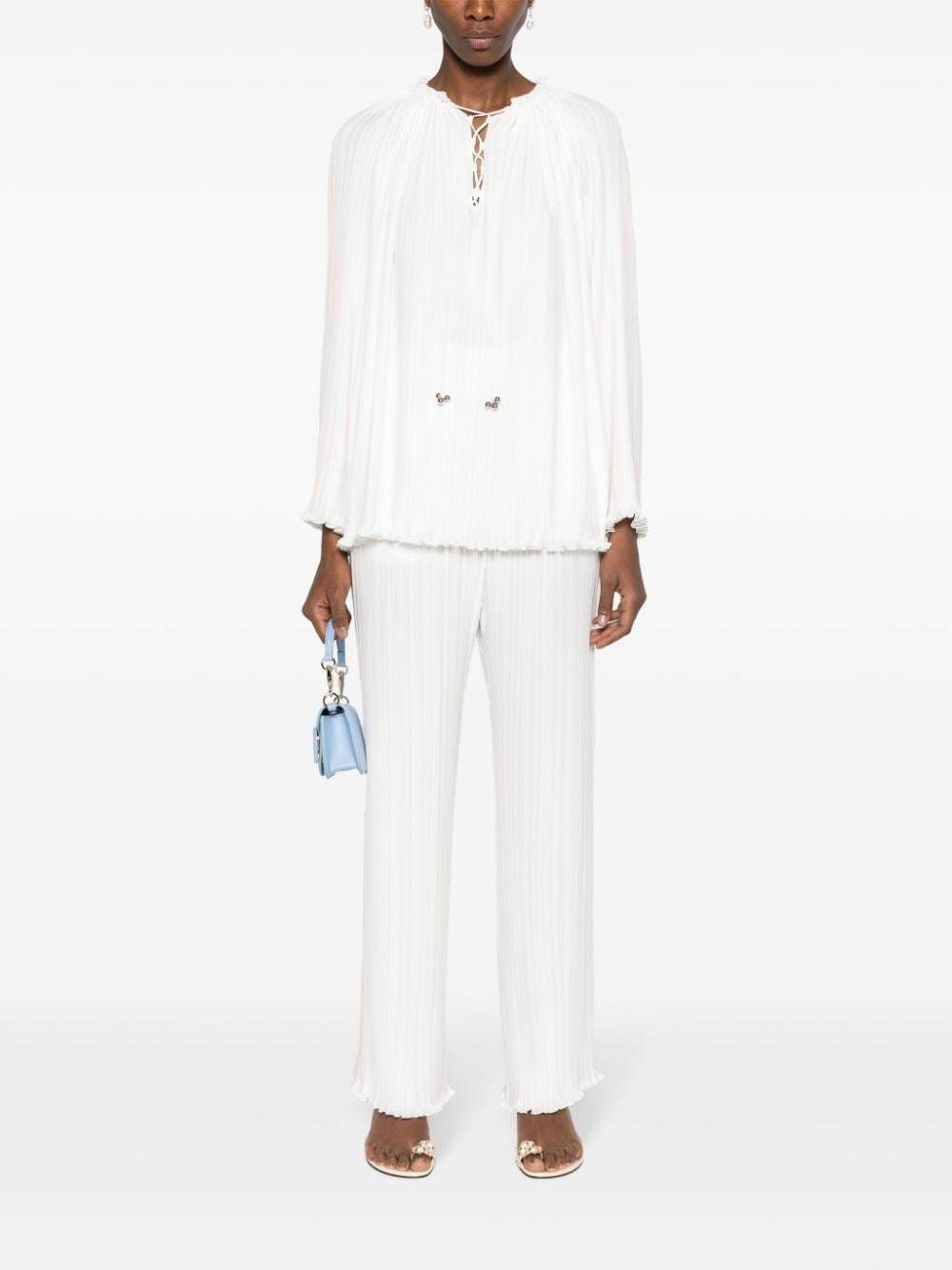 Shop Lanvin Pleated Details Casual Pants In White