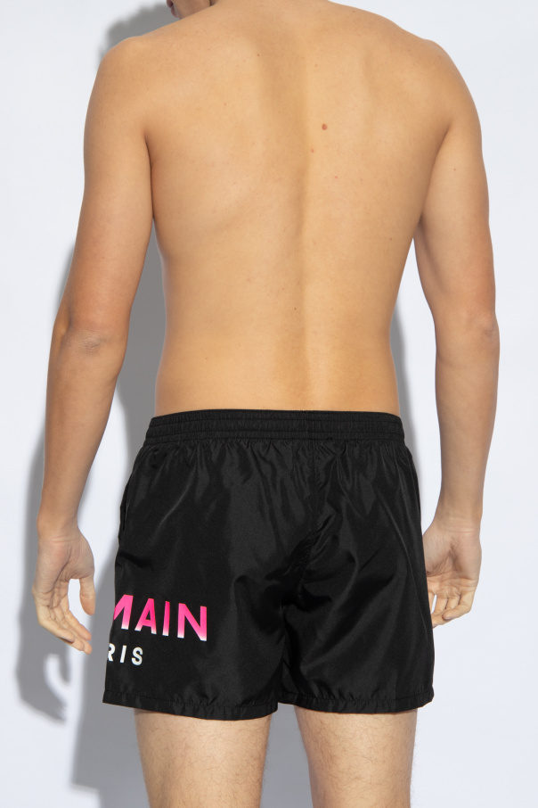 Balmain Logo-print Swim Shorts In Black