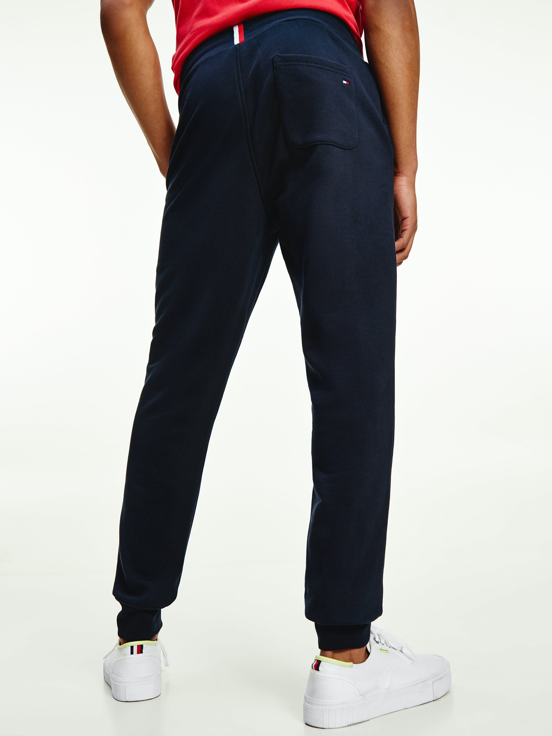 Shop Tommy Hilfiger Logo-embroidered Drawstring Cotton Track Pants In Black
