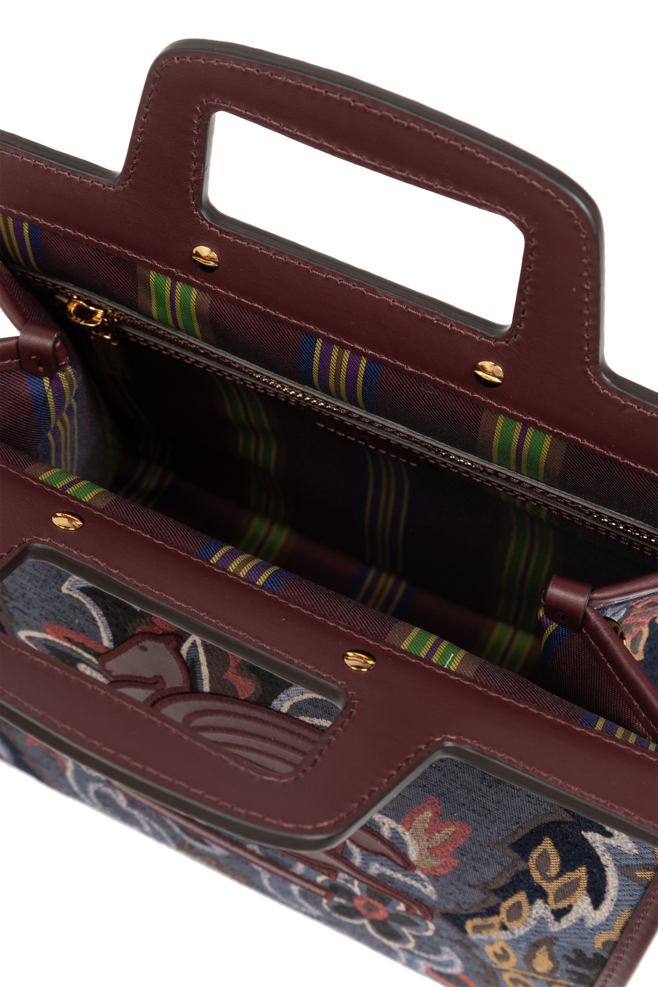 Etro Floral Paisley Handbag With Leather Accents In Black
