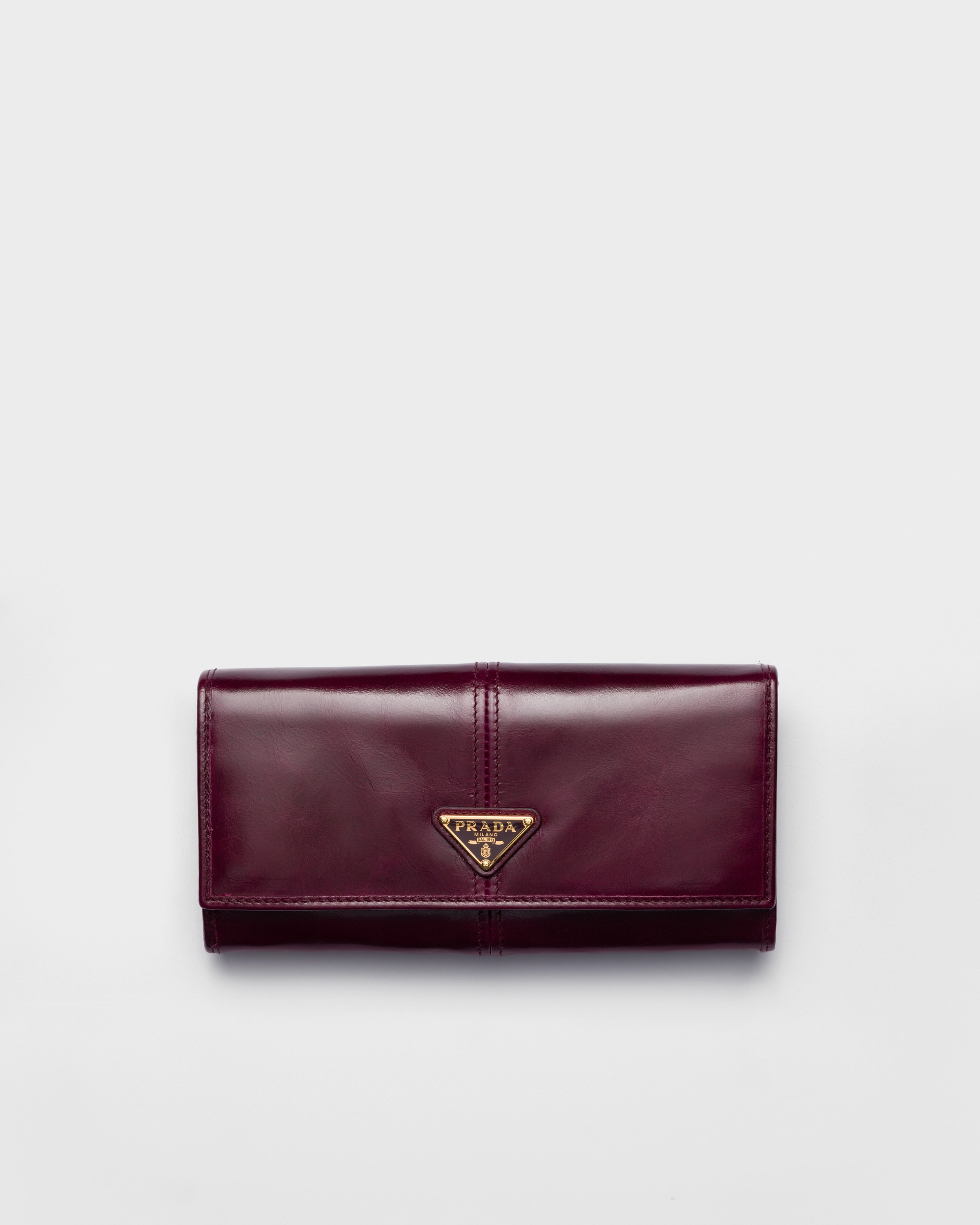 Prada Large Leather Wallet In Red