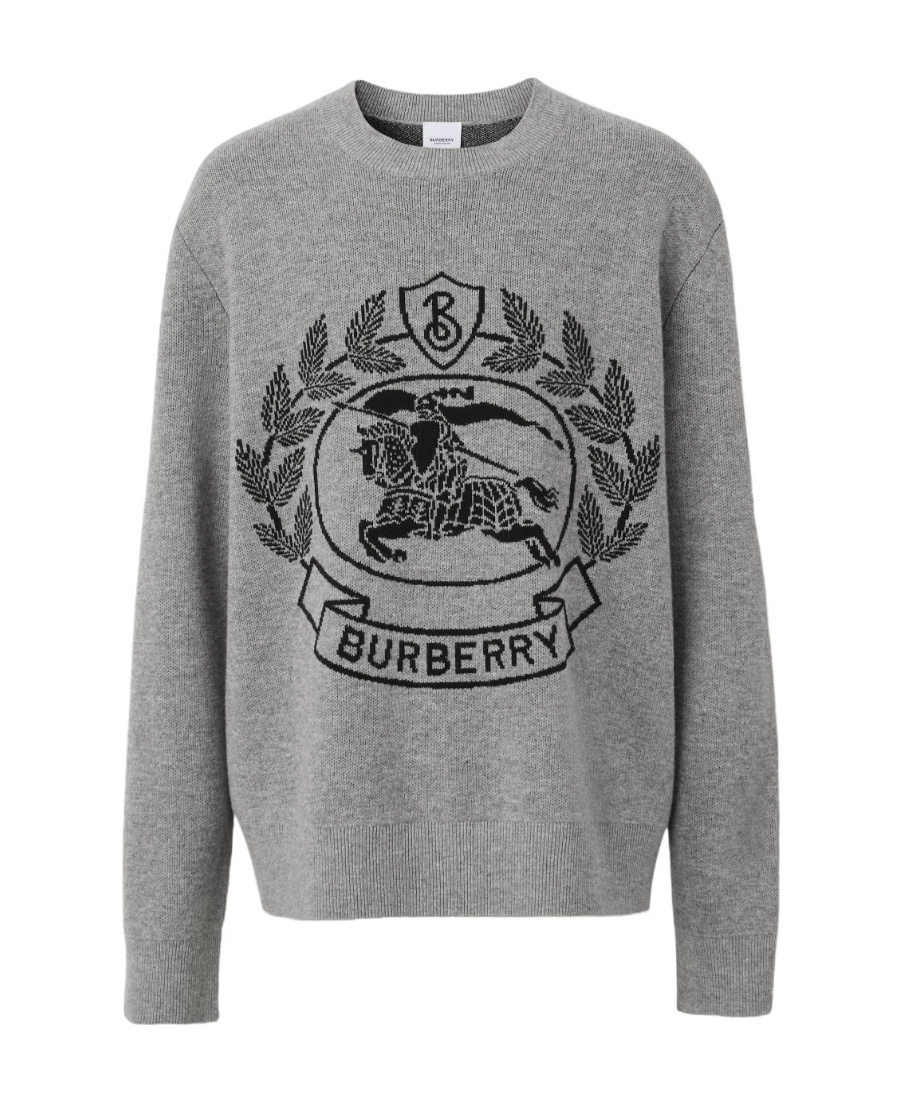 Burberry Wool Logo-print Jumper In Gray