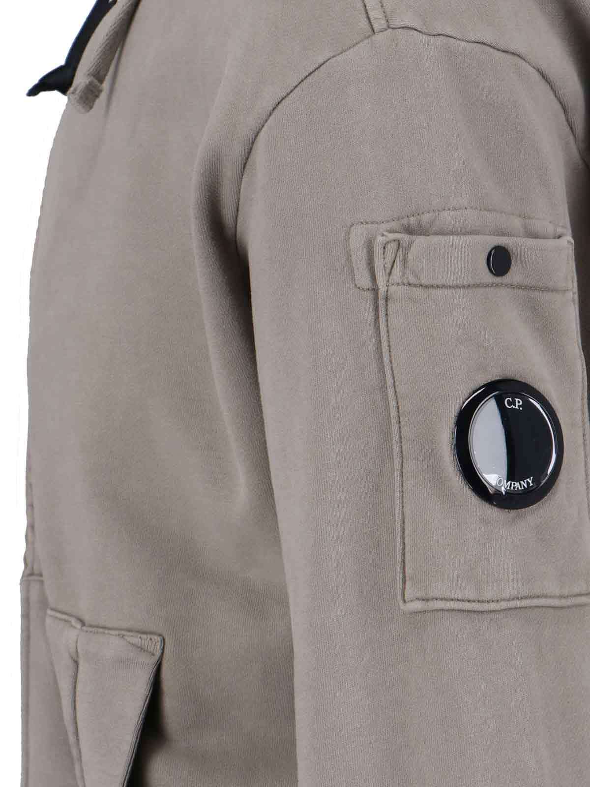 C.p. Company Long-sleeved Hooded Zip-up Sweatshirt In Gray