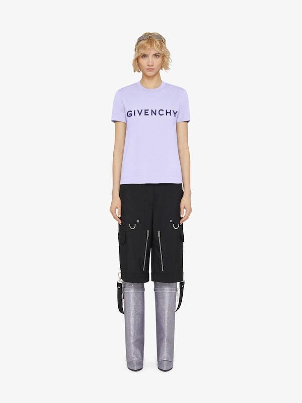 Givenchy Water Drill Cotton Slimming T-shirt In Blue