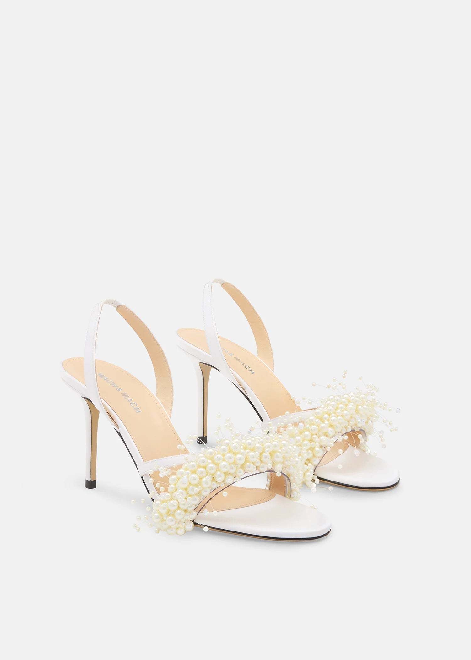 Machmach Round Toe High Heel Sandals In White
