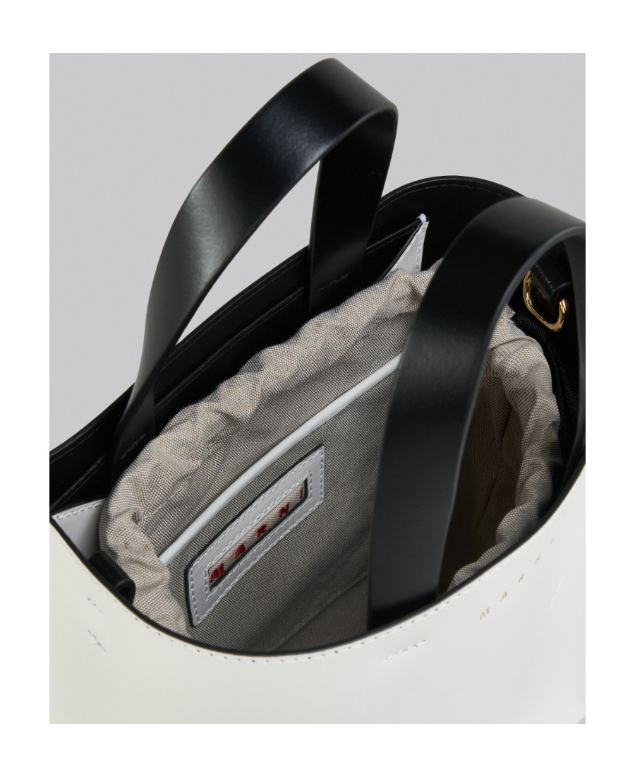 Marni Dual Tone Tote Bag With Handles And Strap In White