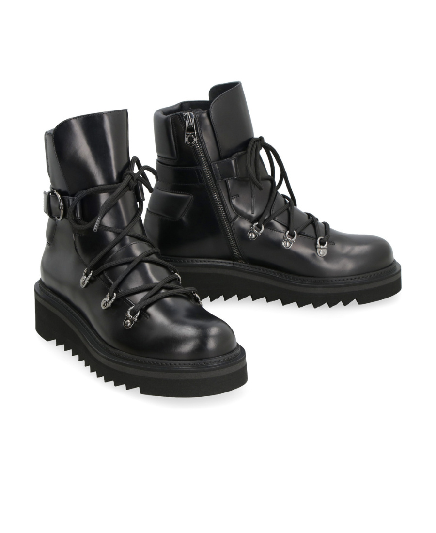 Ferragamo Elimo Lace-up Leather Boots