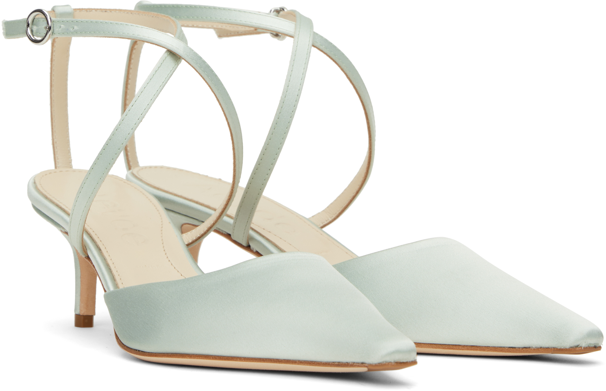 Aeyde Salome Satin Heels In Blue